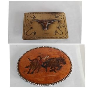 2 western style belt buckles